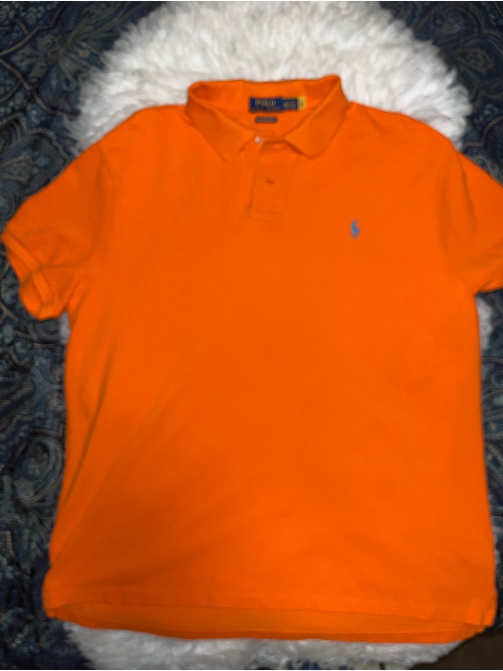 Ralph Lauren Men’s Bright Orange Polo with Blue Pony